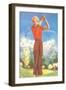 Lady Golfing in the Mountains-null-Framed Art Print