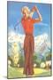 Lady Golfing in the Mountains-null-Mounted Art Print