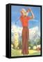 Lady Golfing in the Mountains-null-Framed Stretched Canvas