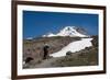 Lady hiker near a glacier on Mount Hood, part of the Cascade Range, Pacific Northwest region, Orego-Martin Child-Framed Photographic Print