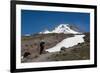 Lady hiker near a glacier on Mount Hood, part of the Cascade Range, Pacific Northwest region, Orego-Martin Child-Framed Photographic Print