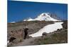 Lady hiker near a glacier on Mount Hood, part of the Cascade Range, Pacific Northwest region, Orego-Martin Child-Mounted Photographic Print