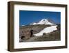 Lady hiker near a glacier on Mount Hood, part of the Cascade Range, Pacific Northwest region, Orego-Martin Child-Framed Photographic Print