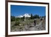 Lady hiker walking on a trail on Mount Hood, part of the Cascade Range, Pacific Northwest region, O-Martin Child-Framed Photographic Print