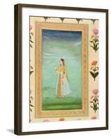 Lady Holding a Flower, from the Small Clive Album (Opaque W/C on Paper)-Mughal-Framed Giclee Print