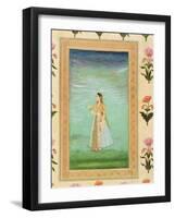 Lady Holding a Flower, from the Small Clive Album (Opaque W/C on Paper)-Mughal-Framed Giclee Print