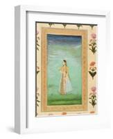 Lady Holding a Flower, from the Small Clive Album (Opaque W/C on Paper)-Mughal-Framed Premium Giclee Print