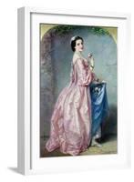 Lady Holding Flowers in Her Petticoat-Augustus Jules Bouvier-Framed Giclee Print