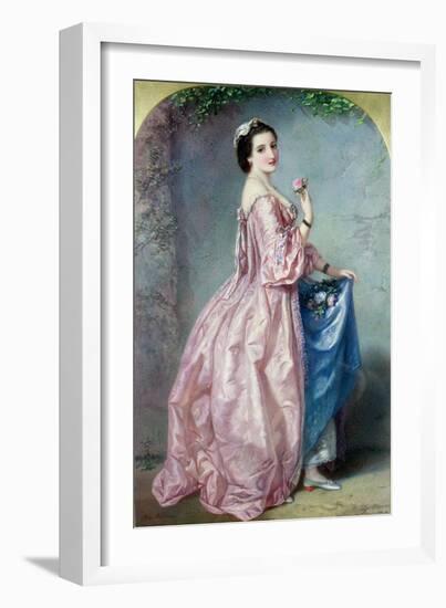 Lady Holding Flowers in Her Petticoat-Augustus Jules Bouvier-Framed Giclee Print