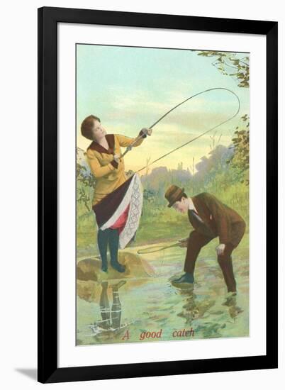 Lady Hooking Skirt-null-Framed Art Print