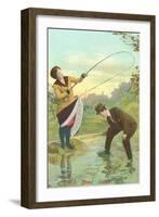 Lady Hooking Skirt-null-Framed Art Print