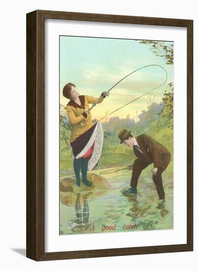 Lady Hooking Skirt-null-Framed Art Print