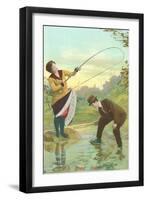 Lady Hooking Skirt-null-Framed Art Print