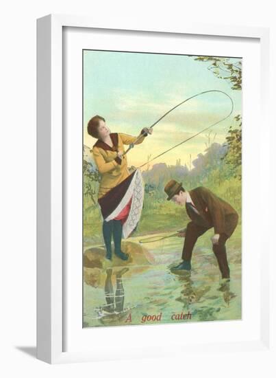 Lady Hooking Skirt-null-Framed Art Print