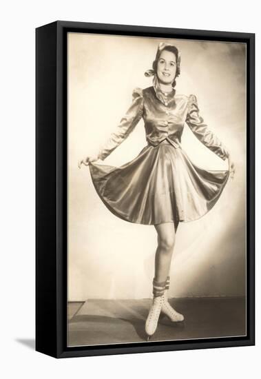 Lady Ice Skater in Tasteful Skirt-null-Framed Stretched Canvas