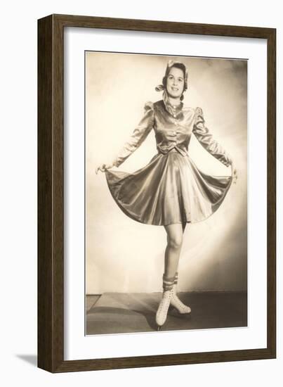 Lady Ice Skater in Tasteful Skirt-null-Framed Art Print