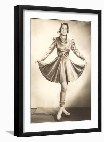 Lady Ice Skater in Tasteful Skirt-null-Framed Art Print