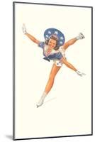 Lady Ice Skater with Patriotic Outfit-null-Mounted Art Print