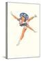 Lady Ice Skater with Patriotic Outfit-null-Stretched Canvas