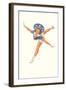 Lady Ice Skater with Patriotic Outfit-null-Framed Art Print