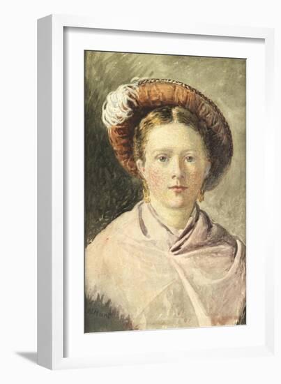 Lady in a Feathered Hat-William Henry Hunt-Framed Giclee Print