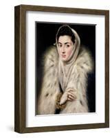 Lady in a Fur Wrap-El Greco-Framed Giclee Print