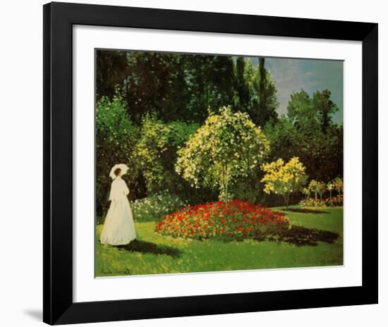 Lady in a Garden-Claude Monet-Framed Art Print