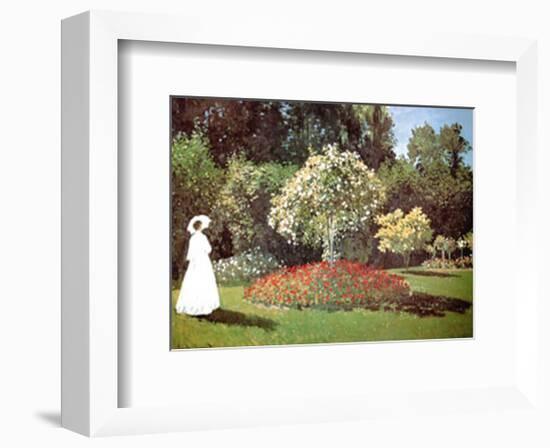 Lady in a Garden-Claude Monet-Framed Art Print