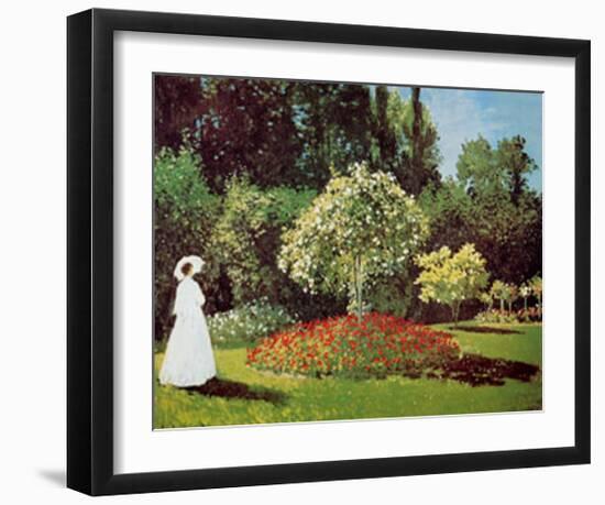 Lady in a Garden-Claude Monet-Framed Art Print