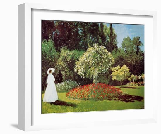 Lady in a Garden-Claude Monet-Framed Art Print