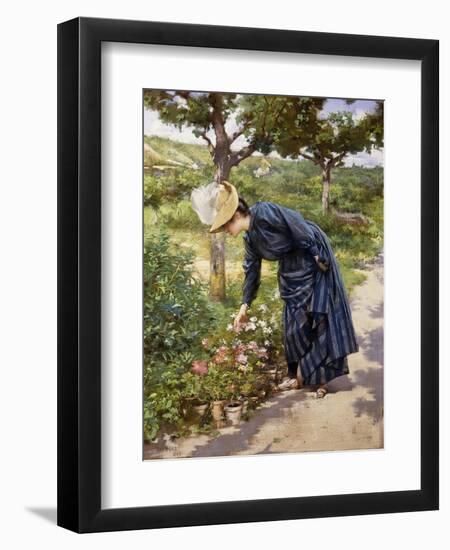 Lady in a Garden-Victor Gabriel Gilbert-Framed Premium Giclee Print