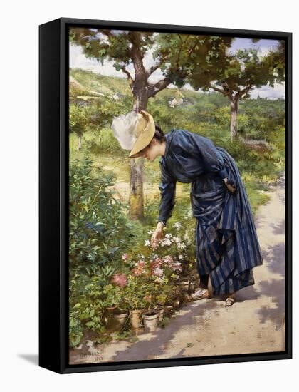 Lady in a Garden-Victor Gabriel Gilbert-Framed Stretched Canvas