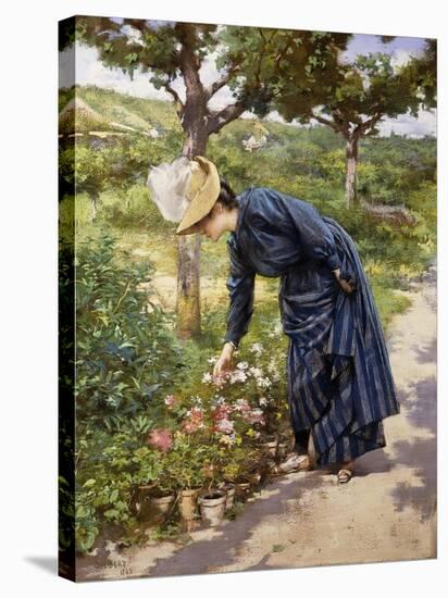 Lady in a Garden-Victor Gabriel Gilbert-Stretched Canvas