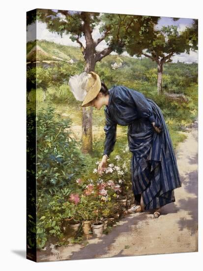 Lady in a Garden-Victor Gabriel Gilbert-Stretched Canvas
