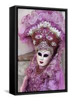 Lady in a Pink Dress and Bejewelled Hat, Venice Carnival, Venice, Veneto, Italy, Europe-James Emmerson-Framed Stretched Canvas