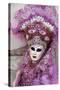 Lady in a Pink Dress and Bejewelled Hat, Venice Carnival, Venice, Veneto, Italy, Europe-James Emmerson-Stretched Canvas