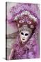 Lady in a Pink Dress and Bejewelled Hat, Venice Carnival, Venice, Veneto, Italy, Europe-James Emmerson-Stretched Canvas