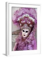 Lady in a Pink Dress and Bejewelled Hat, Venice Carnival, Venice, Veneto, Italy, Europe-James Emmerson-Framed Photographic Print