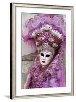 Lady in a Pink Dress and Bejewelled Hat, Venice Carnival, Venice, Veneto, Italy, Europe-James Emmerson-Framed Photographic Print