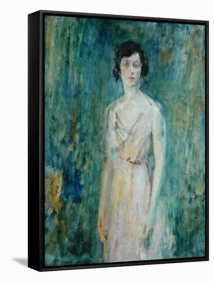Lady in a Pink Dress-Ambrose Mcevoy-Framed Stretched Canvas