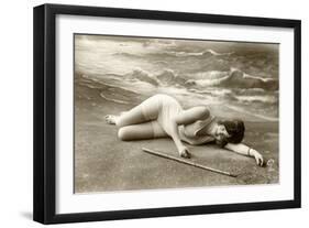 Lady in a swimsuit, vintage-French School-Framed Photographic Print