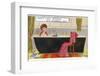 Lady in Bath with Cat-null-Framed Photographic Print