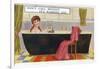 Lady in Bath with Cat-null-Framed Photographic Print