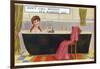 Lady in Bath with Cat-null-Framed Photographic Print