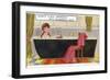 Lady in Bath with Cat-null-Framed Photographic Print