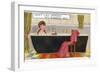 Lady in Bath with Cat-null-Framed Photographic Print