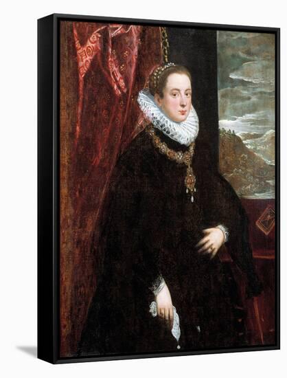 Lady in Black, 1560S-Domenico Tintoretto-Framed Stretched Canvas