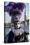 Lady in Black and Purple Mask and Feathered Hat, Venice Carnival, Venice, Veneto, Italy-James Emmerson-Stretched Canvas