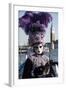 Lady in Black and Purple Mask and Feathered Hat, Venice Carnival, Venice, Veneto, Italy-James Emmerson-Framed Photographic Print