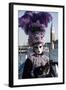 Lady in Black and Purple Mask and Feathered Hat, Venice Carnival, Venice, Veneto, Italy-James Emmerson-Framed Photographic Print